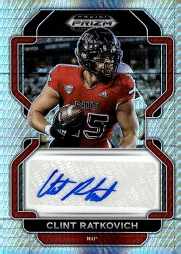 2023 PANINI PRIZM DRAFT PICKS 2022 AUTOGRAPHS HYPER #48 CLINT RATKOVICH AUTO NORTHERN ILLINOIS HUSKIES FOOTBALL OFFICIAL TRADING CARD OF NFL