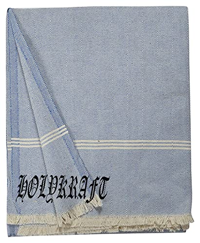 Image of 100% Cotton Soft Beautiful 3D Chek Single Bed Size Skin Friendly Summer Blanket /Khes /Dohar /Top Sheet Set /Chadar (Blue)