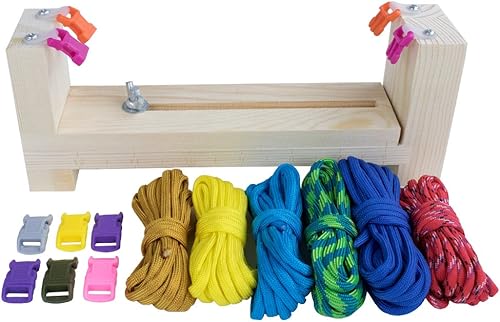 Fabricante de pulseras de cuerda de paracaídas de longitud ajustable, plantilla de marco de madera, kit de herramientas de bricolaje para trenzar y