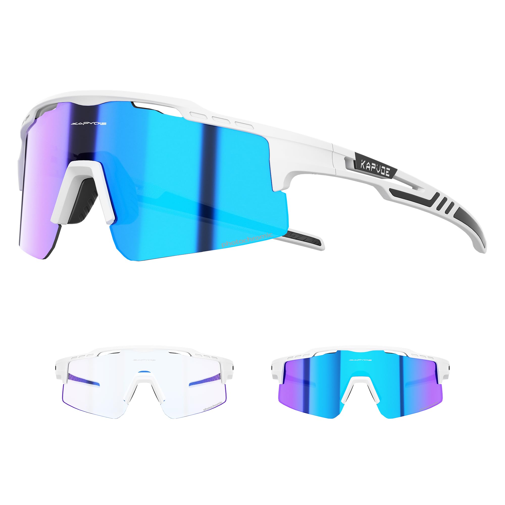 KAPVOE Fotocromáticas Gafas de Ciclismo Protección UV400 Transparente Gafas de Sol Deportivas Mujeres Hombres K75