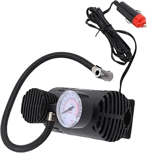Portable Mini Air Compressor Electric Tire Inflator Pump 12V Car 300 PSI with Pressure Detector, Easy to Use for Cars, Motorcycles, and More