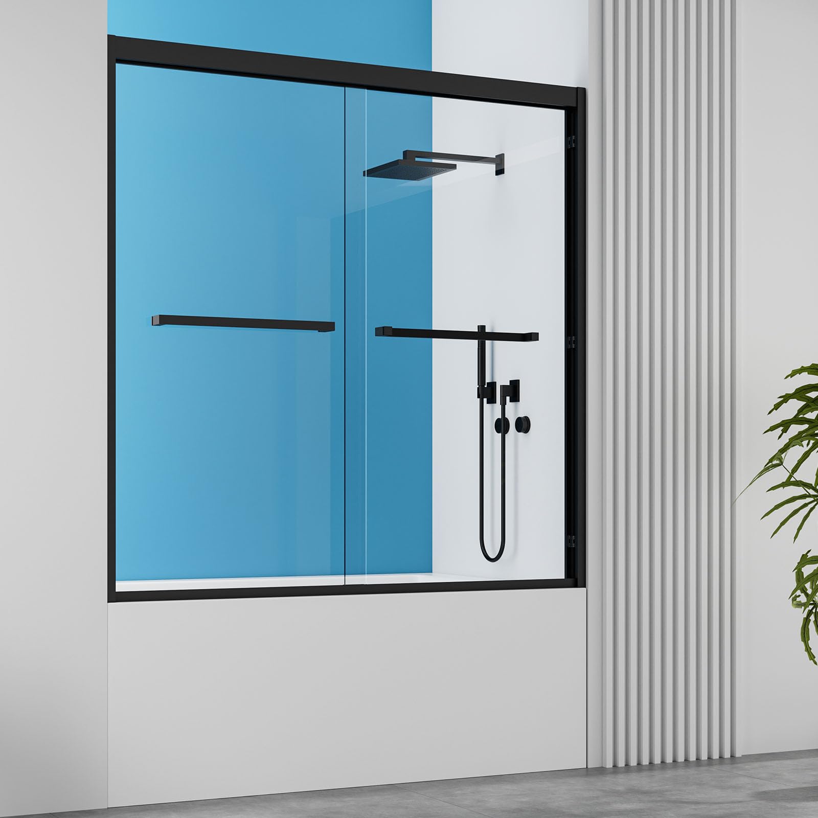 Black56-60 W x 60" H 5/16" 8mm Framed Double Sliding tub Door