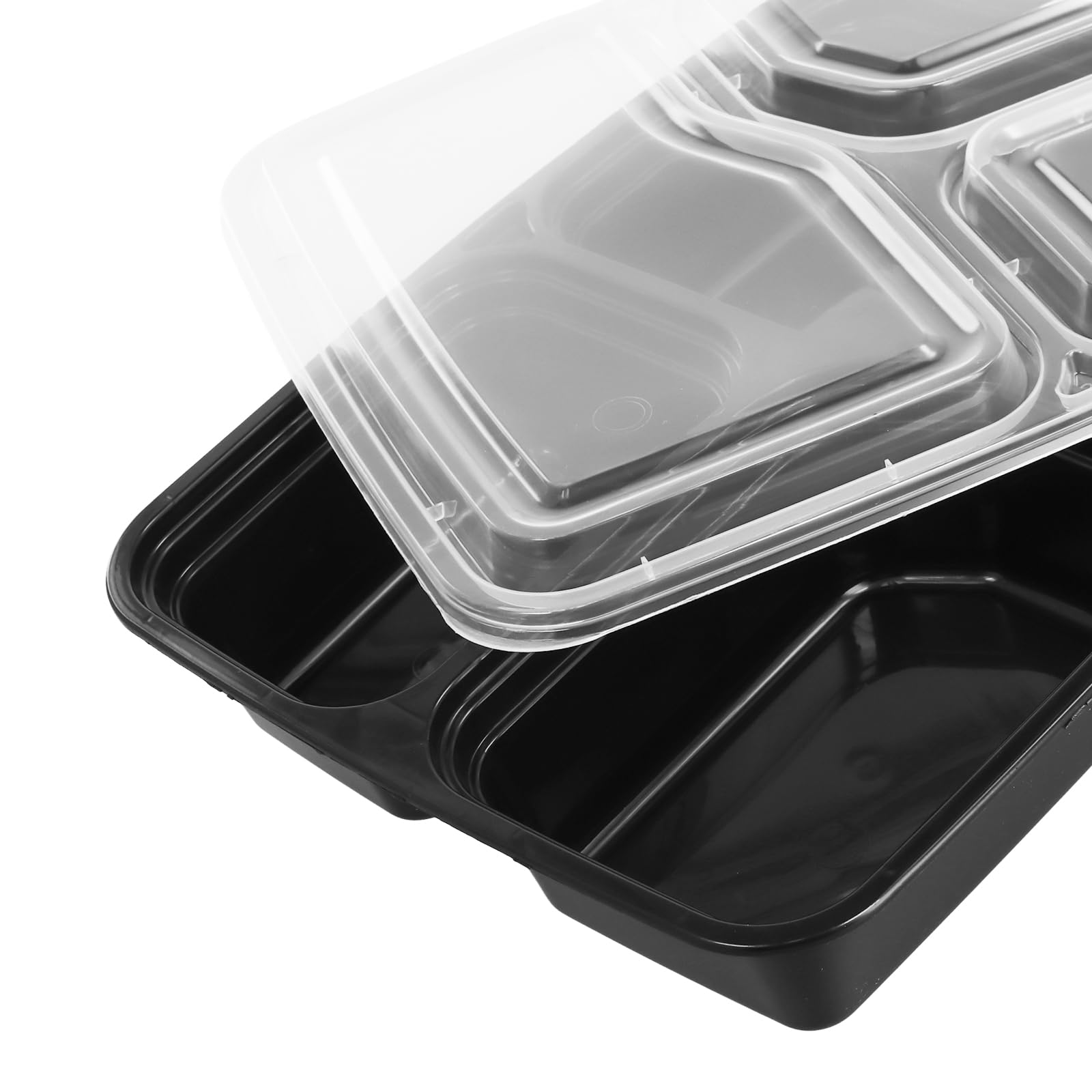 JEUIHAU Confezione da 40 contenitori per la preparazione dei pasti a 3 scomparti, vassoi in plastica per alimenti con coperchi ermetici, vassoi impilabili per alimenti, adatti a microonde, congelatore