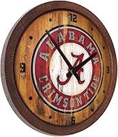 Vista 305 de The Fan-Brand NCAA Oklahoma Sooners: Faux Barrel Top Wall Clock Sports Team Bar Sign Décor - Home Man Cave, Party Decoration - Made On Demand