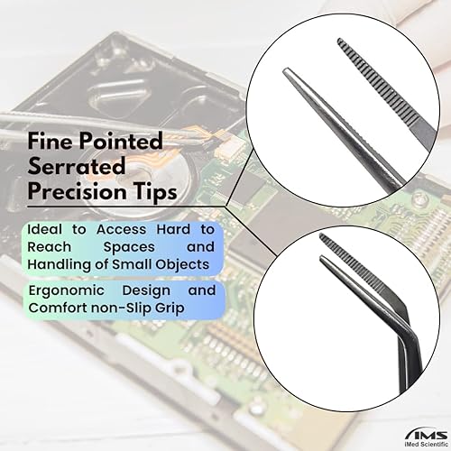 Miniatura 2 de Juego de 2 pinzas de soldadura de precisión, pinzas electrónicas industriales, incluye pinzas rectas de punta fina y pinzas de precisión de punta