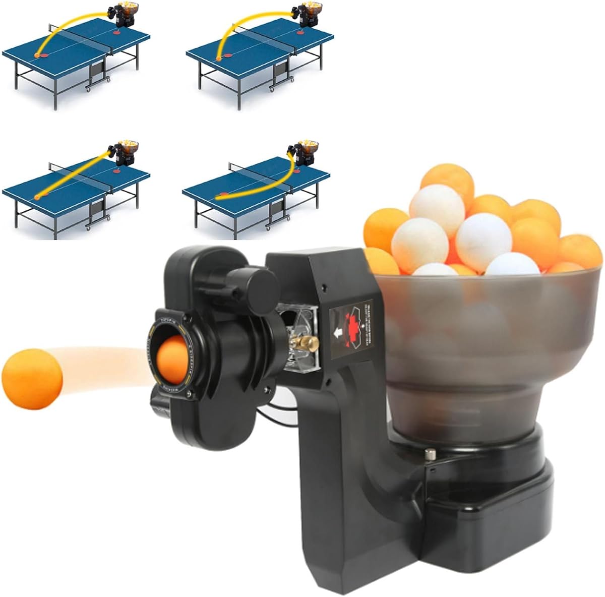 Robot de Tenis de Mesa Portátil con 36 Pelotas de Giro Diferentes | Máquina automática de bolas de robot de ping pong Máquina de ping pong para entrenamiento - Control remoto por cable/Sostenga 110 pelotas de ping pong,Black
