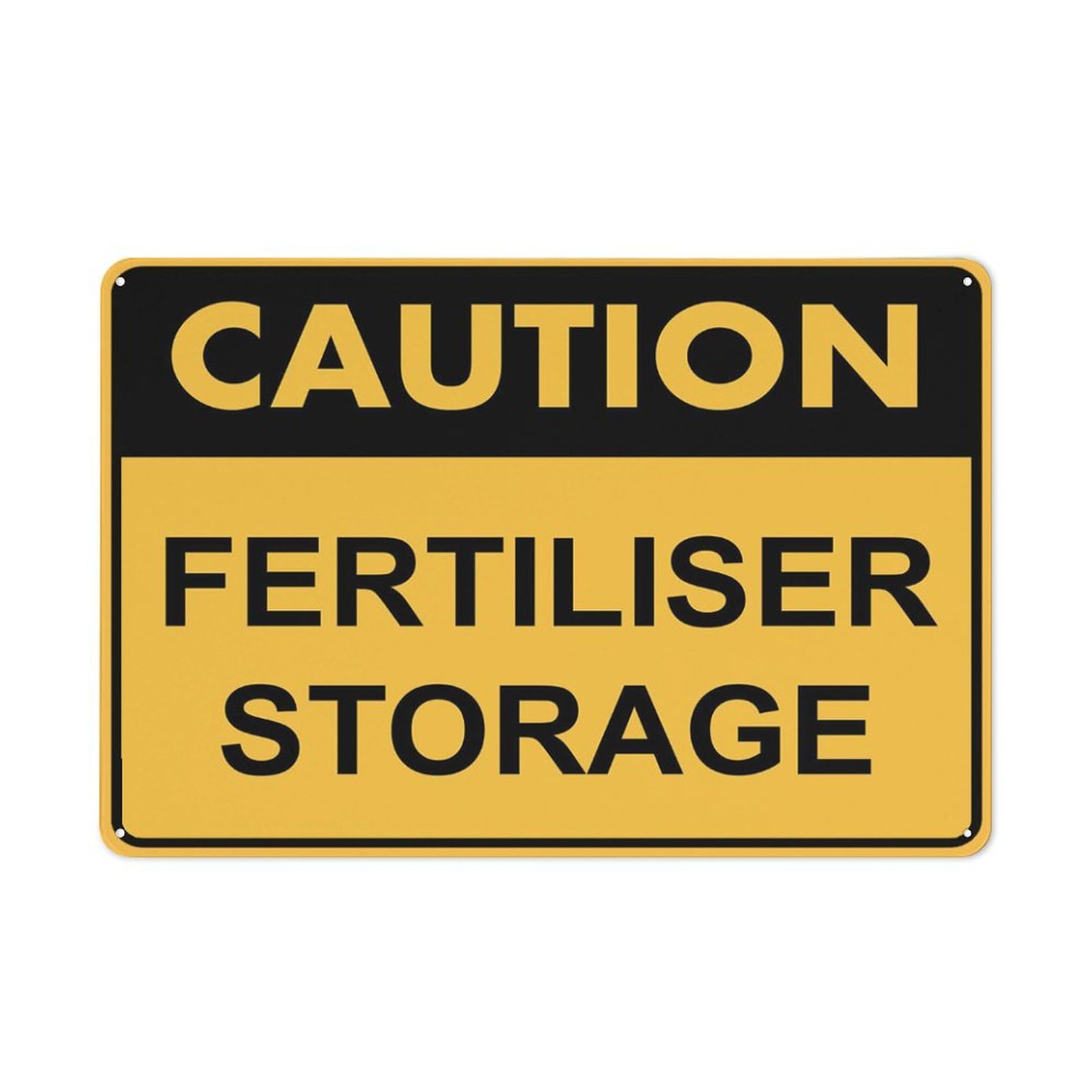 Caution Fertiliser Storage Sign For Business 8""X12"" Rust Free Aluminum Uv Printed,4 Pre-Drilled Holes.Durable/Weatherproof