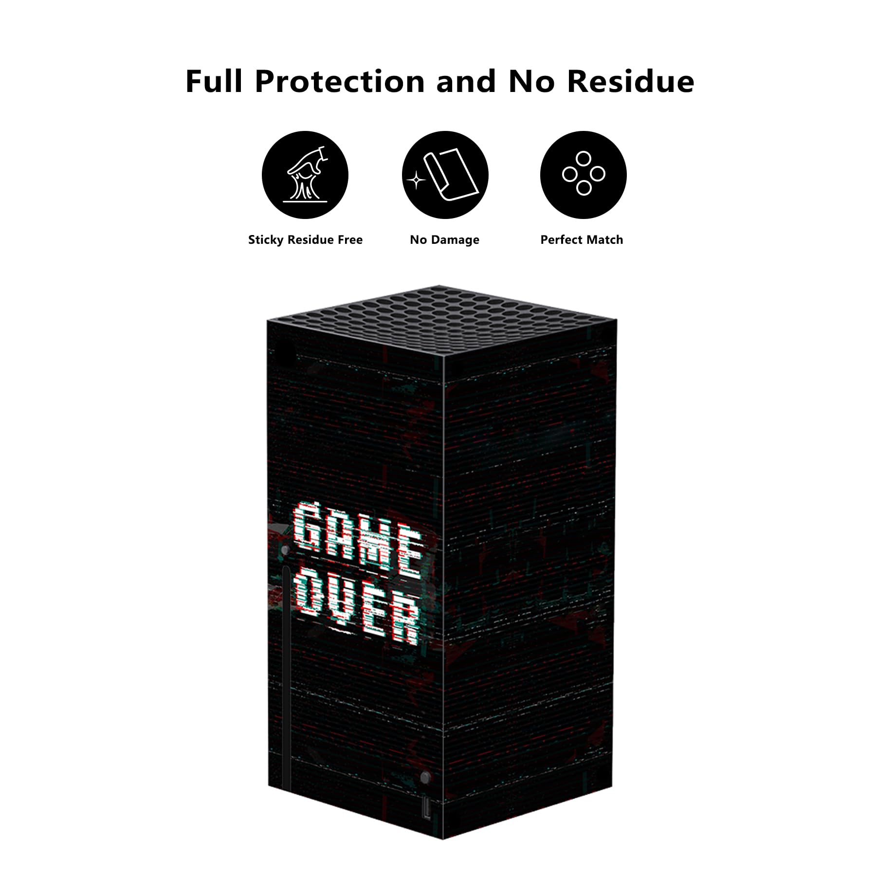 PlayVital Stickers Manette pour Xbox Series X,Autocollant Protection pour Xbox Series X Console Accessoires Skin Habillages-Game Over Glitch