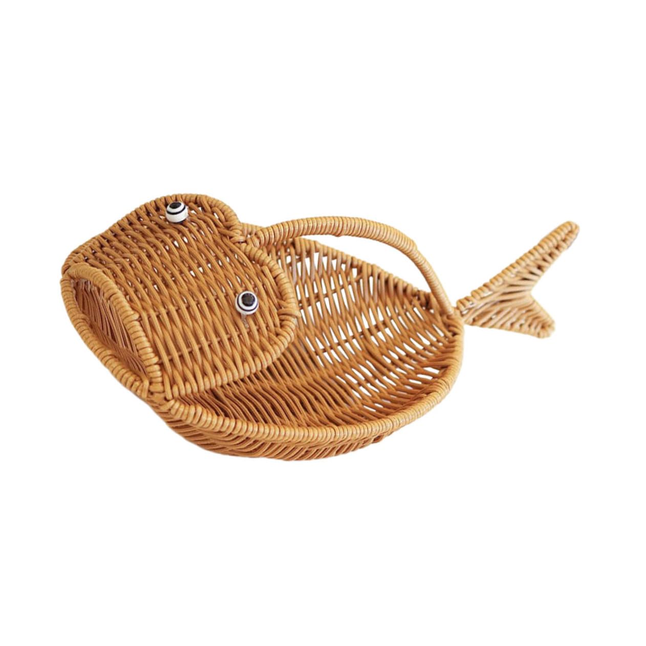 Unomor Fruit Bread Storage Basket Fish Shape Creative Container Small Wicker Baskets