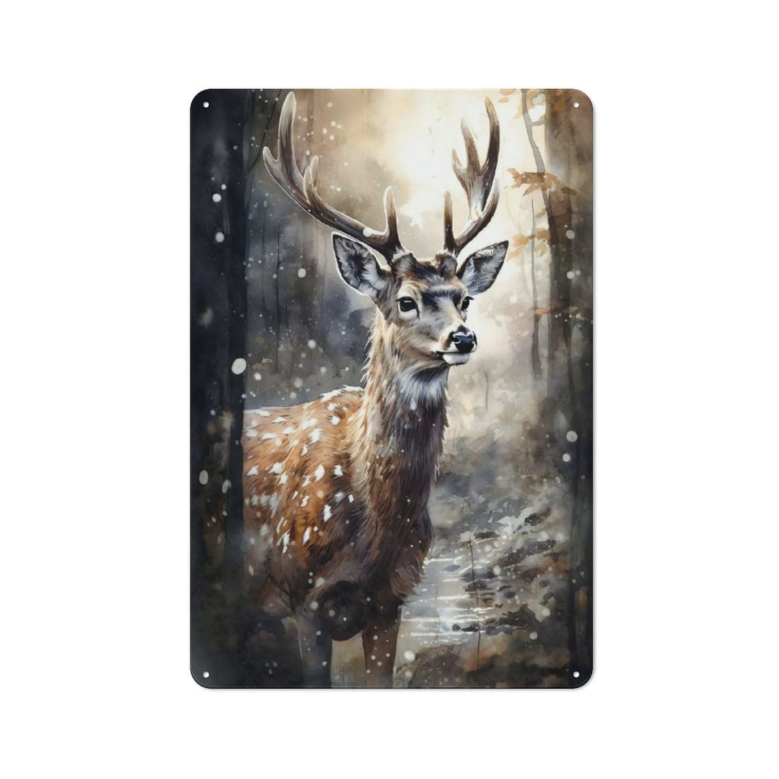 Junmoney Deer Animal Art Rustic Tin Wall Plaque 30X20cm For Kitchen Or Home Bar, A Winter Wall Decor Update For Kitchen Decor Lovers