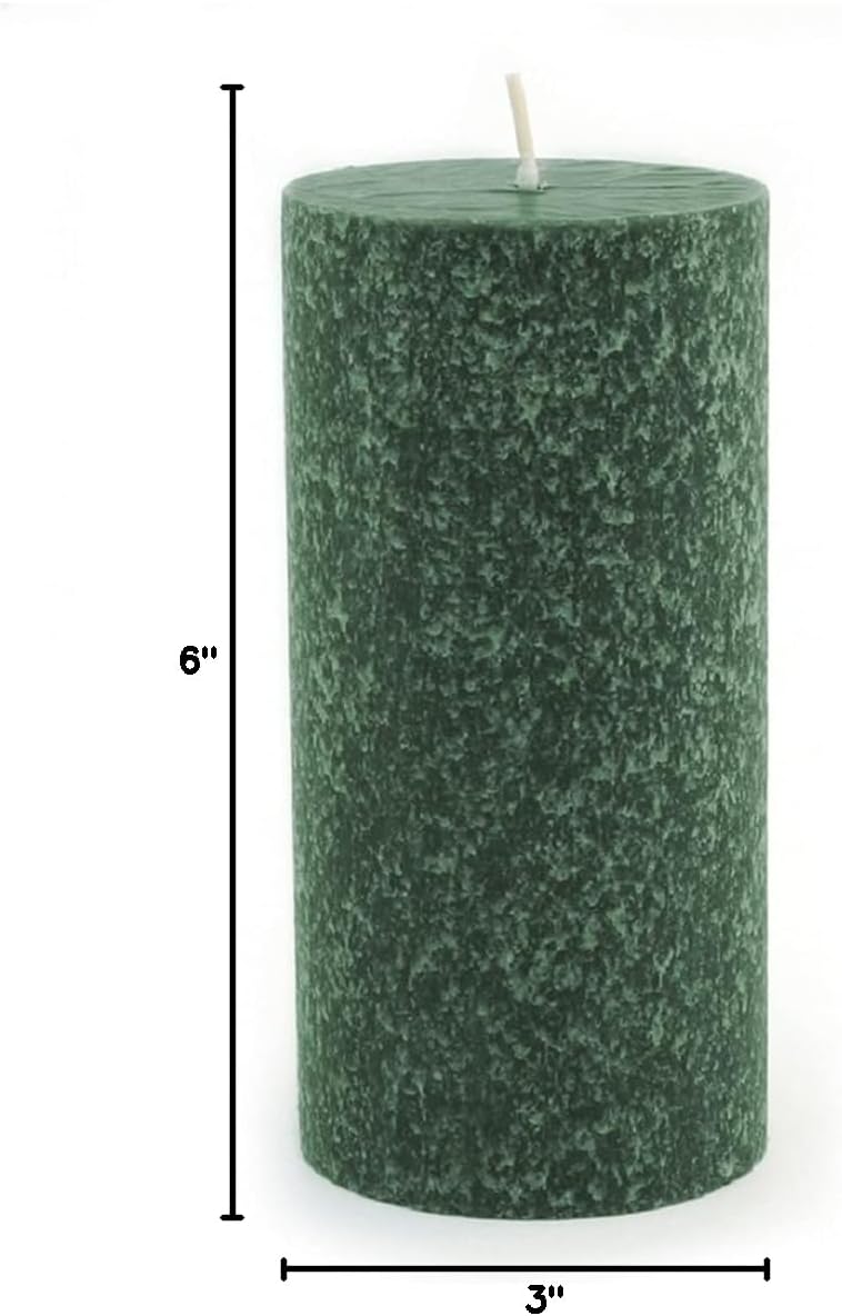 Root Candles Unscented Pillar Candles Beeswax Enhanced Textured Timberline™ Pillar Candle, 3 x 6-Inch, Dark Green