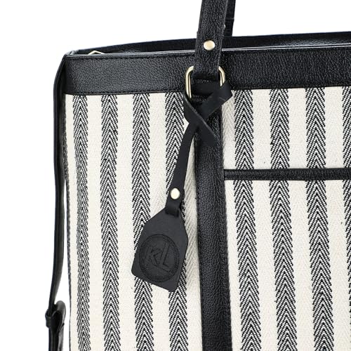 Image of K London Stylish Women's Office Bag - Canvas Laptop Tote for Professional & Casual Work Use | Durable and Elegant Shoulder bag | Handbag | 15.6 inch Laptop with double handles(2305 174 Parent)