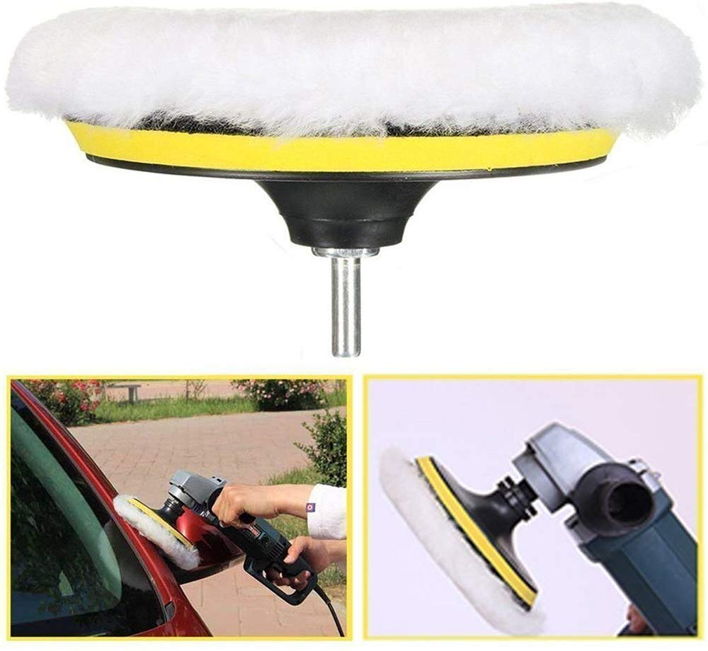 various Kit de Almohadillas de Pulido para Coche 180mm, 5 Piezas Esponjas + 1 Lana + Adaptador de Taladro, Sistema Completo para Pulir, Abrillantar y Acabado Profesional de Pintura