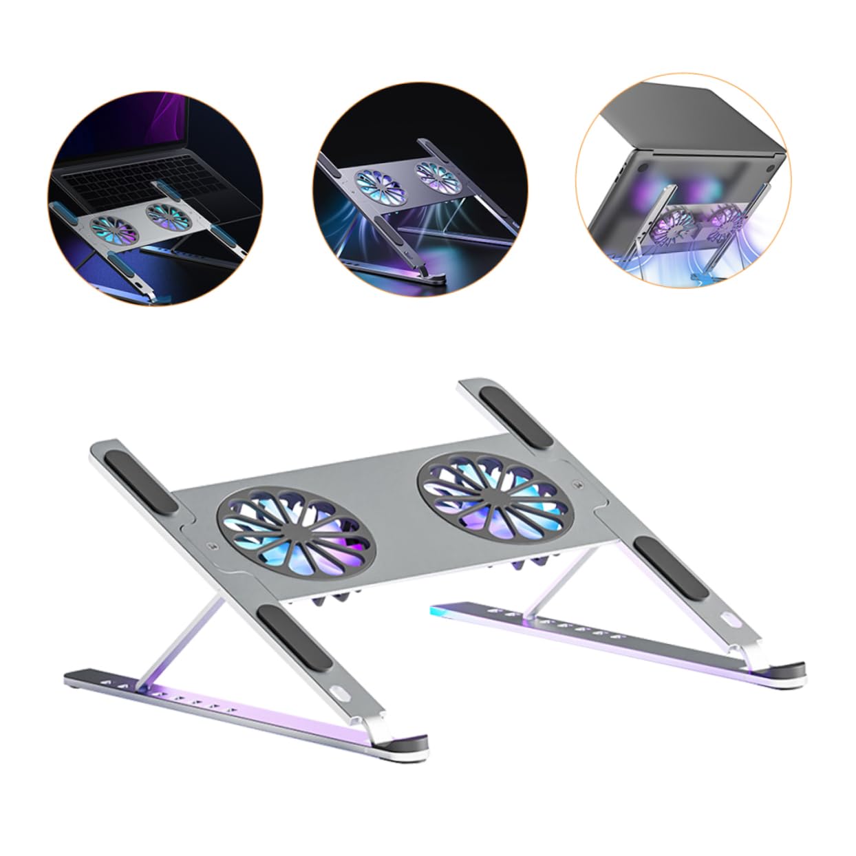 Uonlytech Verstellbarer Gaming Laptop Kühler aus Aluminiumlegierung mit Turbinen Saugfunktion und Innen Sowie Außenluftzirkulation für Effiziente Kühlung und Arbeit