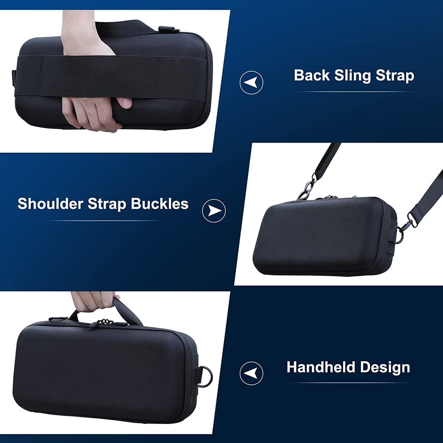 Steam Deck Carrying Case with Deeper Space & Sling Strap, Built-in Power Bank/AC Charger/Dock Storage, Elastic Belt Hard Shell Travel Carry Case Bag for Steam Deck with Any Protective Case