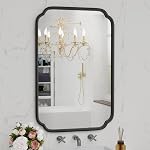 Ferytange Miroir de salle de bains pour mur 24" x 36" Miroir rectangle à angle arrondi moderne avec fer non rusté en métal encadré pour mur de chambre miroir décoratif (horizontal/vertical)