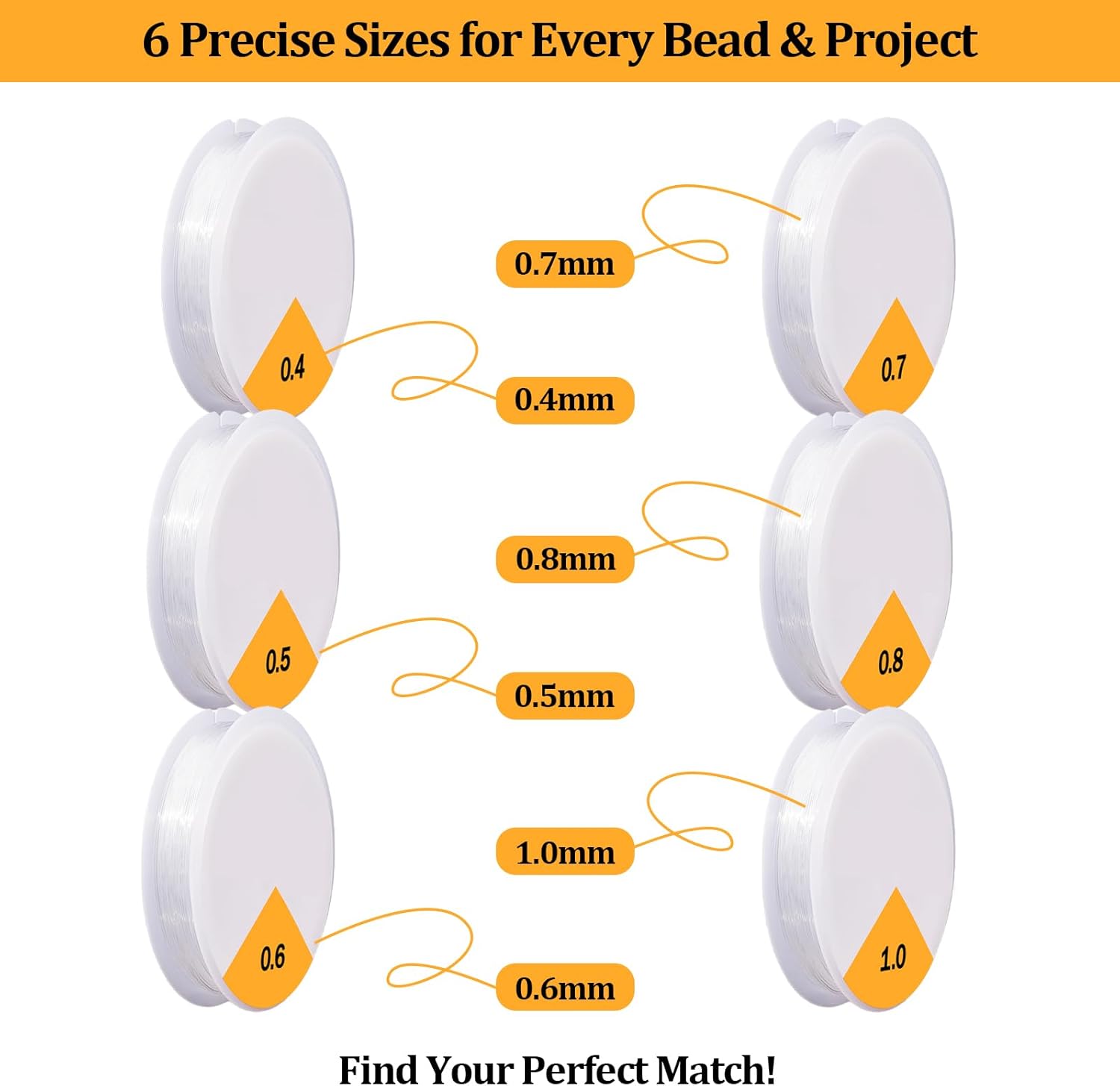 12 Rolls Elastic Bracelet String Cord, Crystal Clear Stretch Beading Cord for Jewelry Making, Friendship Bracelets, Beads and Crafts(0.4-1mm) - Image 2