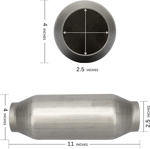Miniatura 3 de MAYASAF Convertidor catalítico universal de entradasalida de 2.5 pulgadas, sin puerto O2 (compatible con EPA)