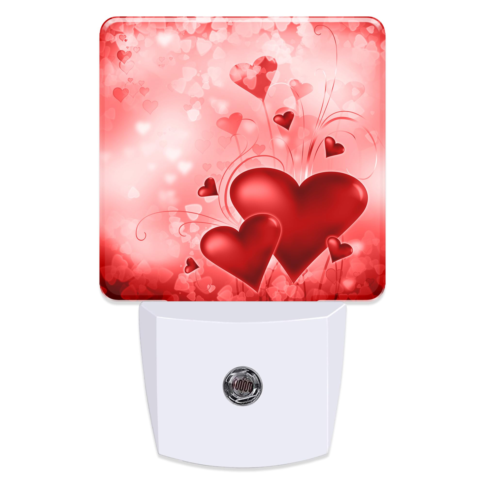 Red Hearts Love Night Light Dusk-to-Dawn Auto Sensor Sweet Heart Romantic Red Plug in Night Light for Kids