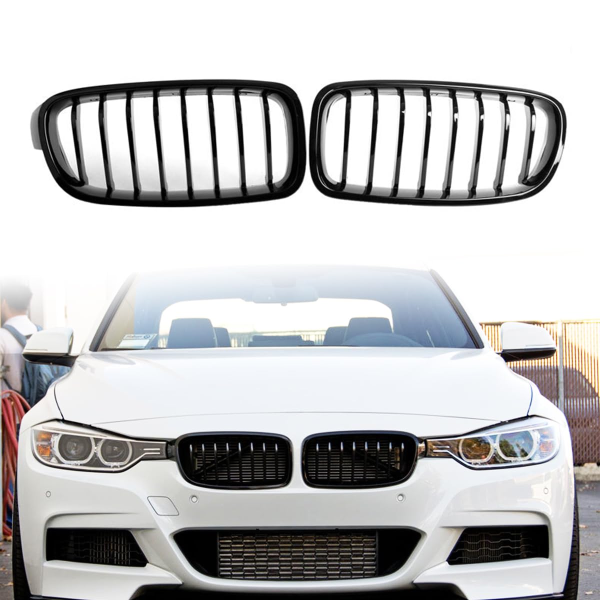 BMW I3 Nierengrill Glossy Schwarz - Frontgrill Set 2013-2021 - Einfache Snap-On Montage