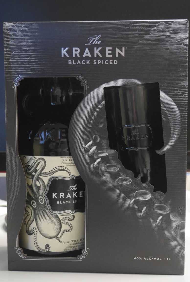 The Kraken Black Spiced 40% Vol. 1l in Giftbox with glass