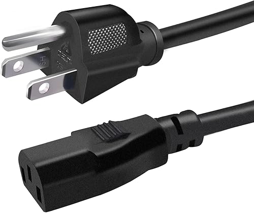 mankk Cable de alimentación de CA de 10 pies, 3 clavijas, 10 A, 250 V, 18 AWG, cable de repuesto NEMA 5-15P a C13 para computadora, TV, monitor, PC,