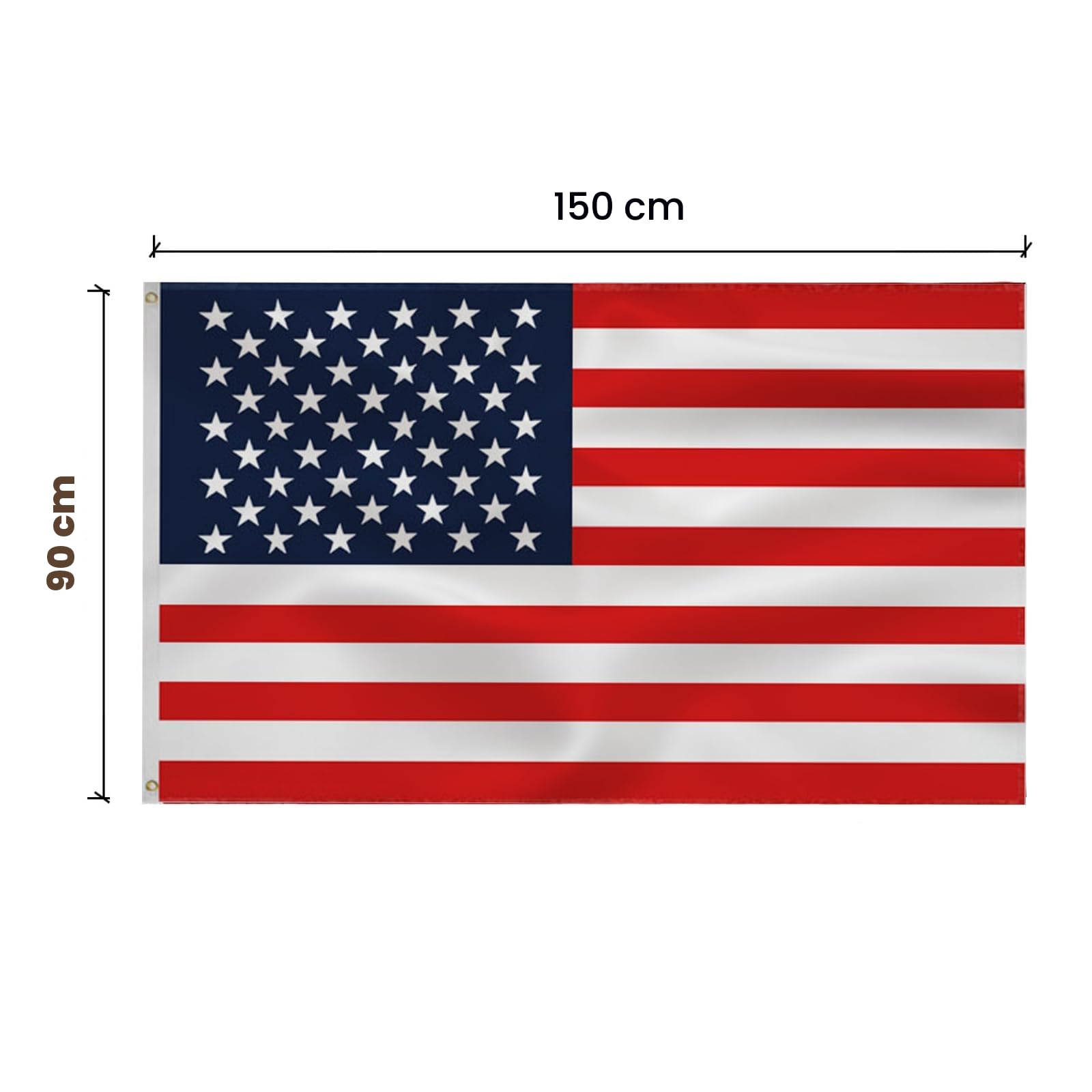 Bandera americana USA FLAG American Flag 90x150cm, bandera estadounidense, bandera de Estados Unidos, poliéster de calidad para interiores y exteriores, con bordes de doble costura de latón