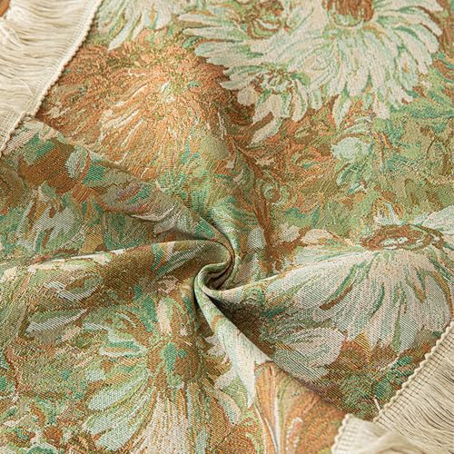 Chemin de table coton jacquard avec pompons lavable et durable