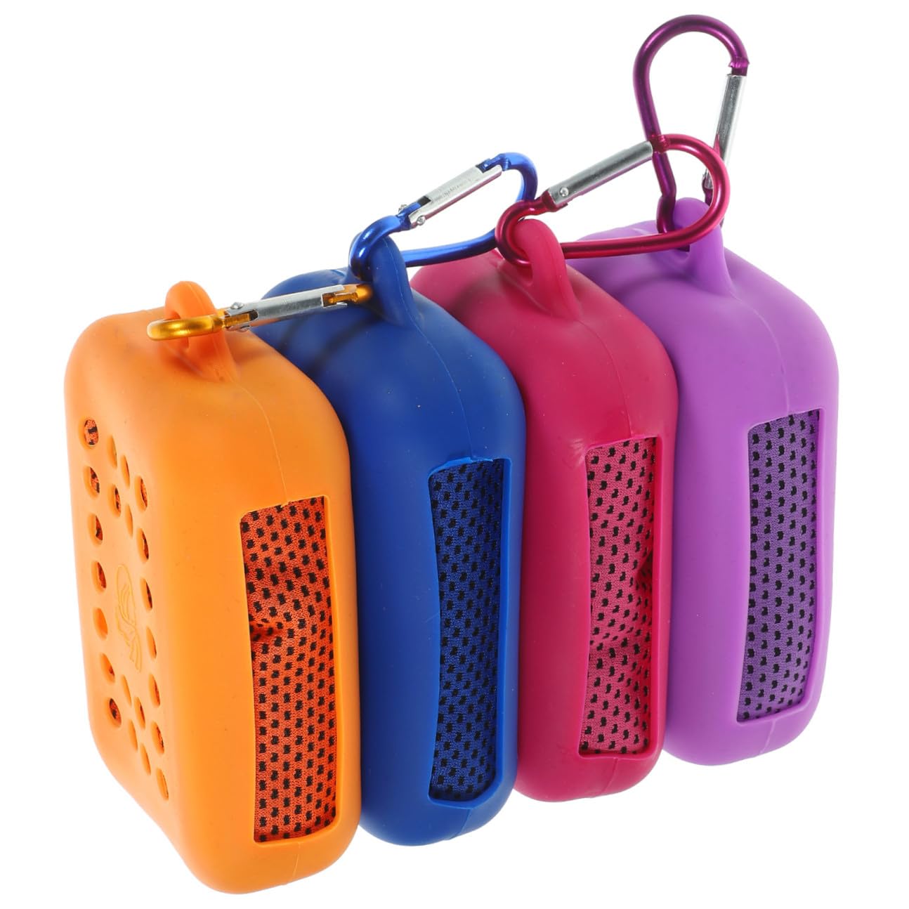 WOONEKY Lot de 4 serviettes de glace en polyester avec housse en silicone - Serviettes rafraîchissantes à séchage rapide et très absorbantes pour fitness et yoga dans un étui de voyage pratique