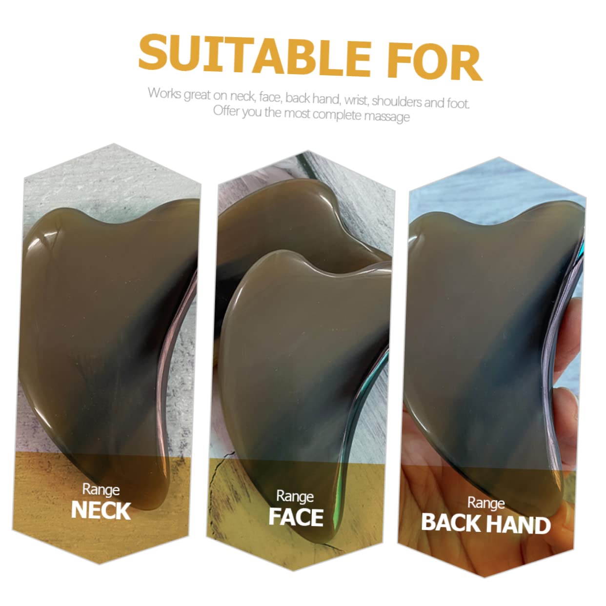 Healvian 4piezas Scraper Guasha De Cuerno De Búfalo Herramienta De Masaje Portátil Para Cuerpo y Facial Mejora La Circulación y Bienestar Para Uso Diario y