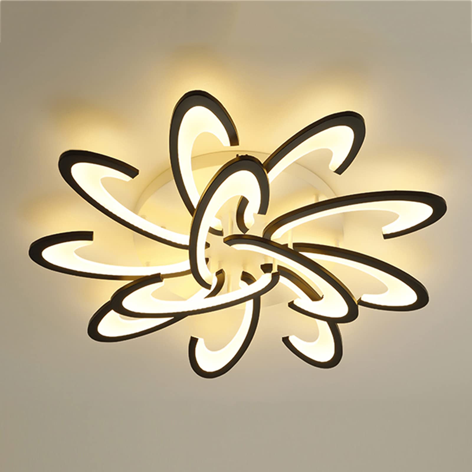 Plafonnier LED à gradation continue télécommandé noir 135W pour salon design - 8