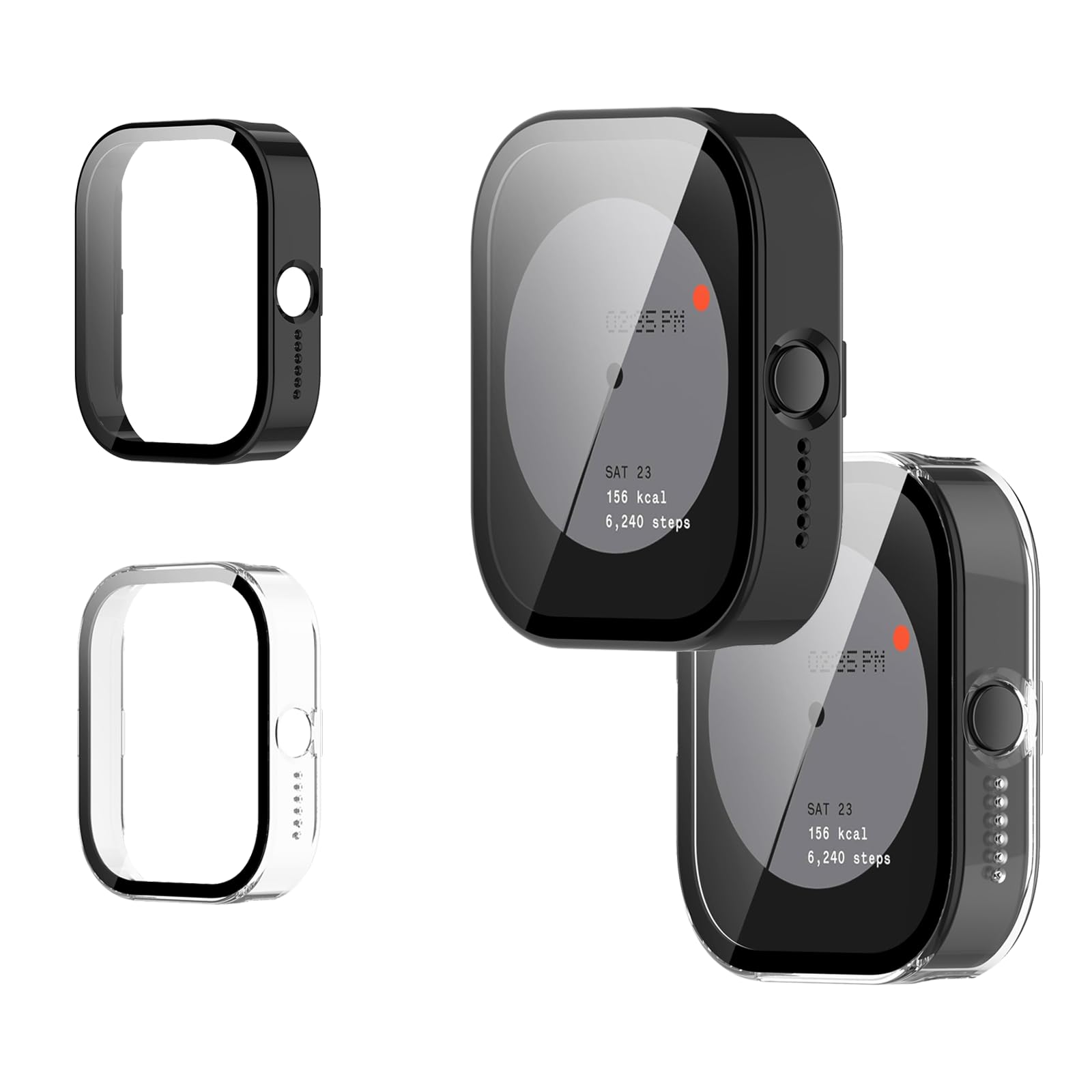 Zuooiec [2 Pack] Hard PC Case with Tempered Glass Screen Protector for CMF BY NOTHING Watch Pro, Ultra-Thin Scratch Resistat Cover (Clear+Black)