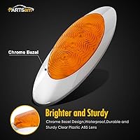 Vista 7 de Partsam 10 luces LED ámbar de 6-5/8, 4 LED, montaje en superficie cromada con tapones de bala, repuesto impermeable