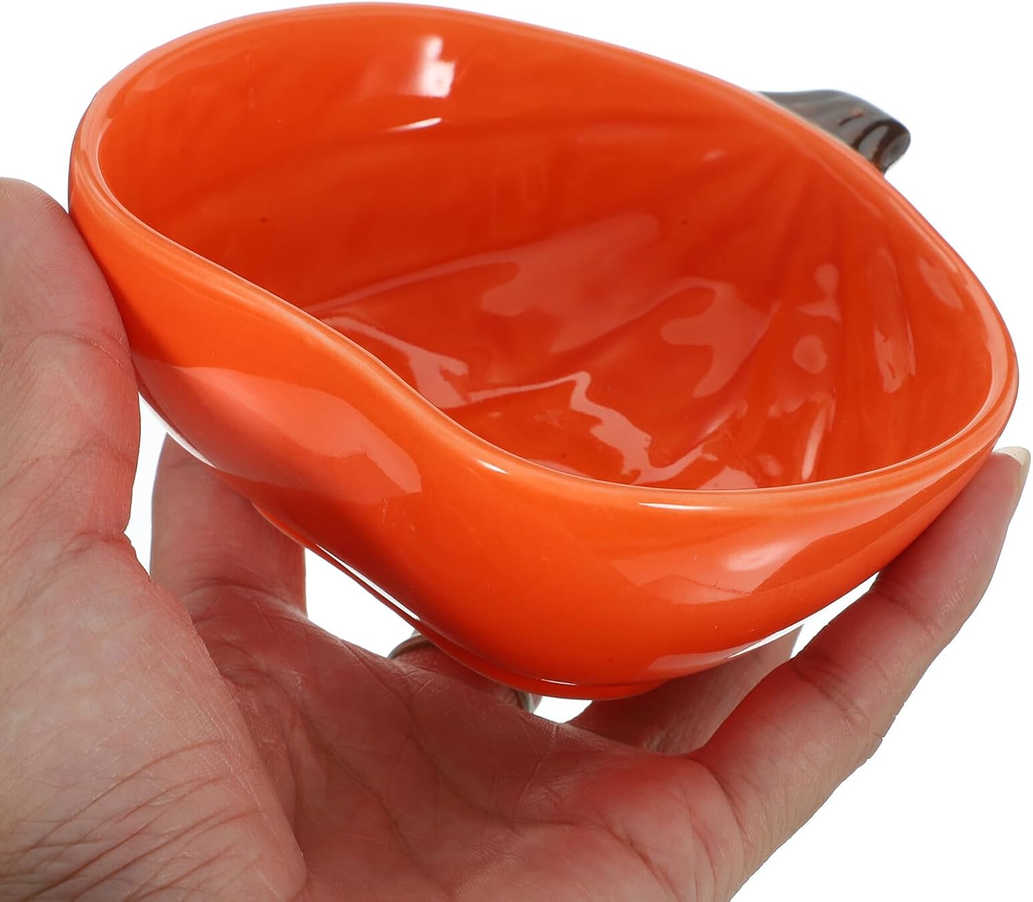 Tofficu 4pcs Pumpkin Ceramic Hamster Feeding Bowls Small Animal Food Dish Bowls for Hamsters Rabbits and Kittens