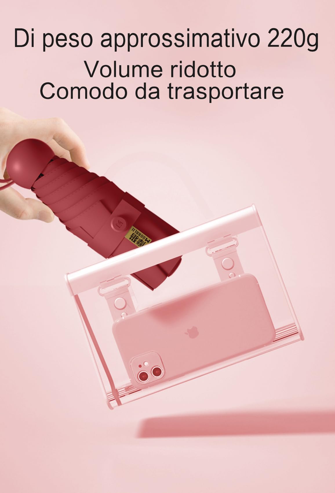 Moorrlii Travel Mini Ombrello per Borsa Con Caso-Piccolo Compatto Ombrello UV Protezione Sole-Leggero Piccolo Ombrello Tasca Con Caso Per Donne, Ragazze