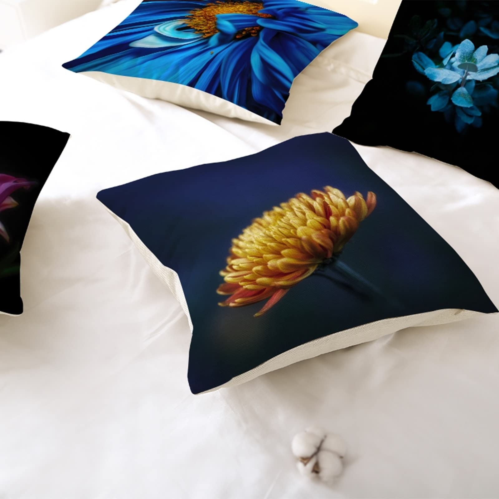 7 fundas de cojín decorativas de 50 x 50 cm, fundas de cojín de lino para sala de estar, sofá