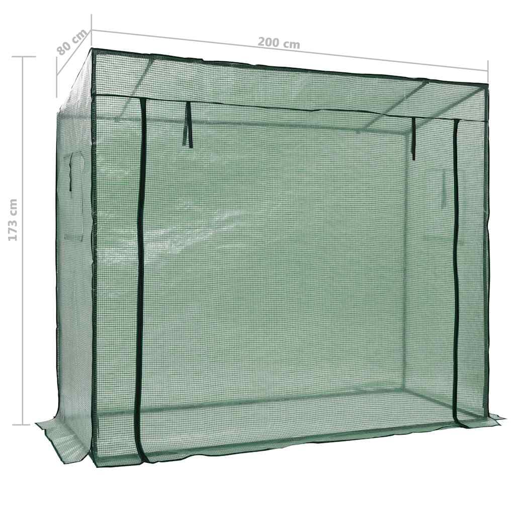 Szklarnia 200 x 80 x 173 cm | Malowana proszkowo rama stalowa, osłona Rip-Stop, zwijana roleta z zamkiem błyskawicznym, okno boczne