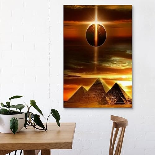 Miniatura 3 de XLPOP Pósteres decorativos Dark S de pirámides egipcias y camellos, arte de pared, lienzo decorativo para dormitorio, decoración del hogar, obras de