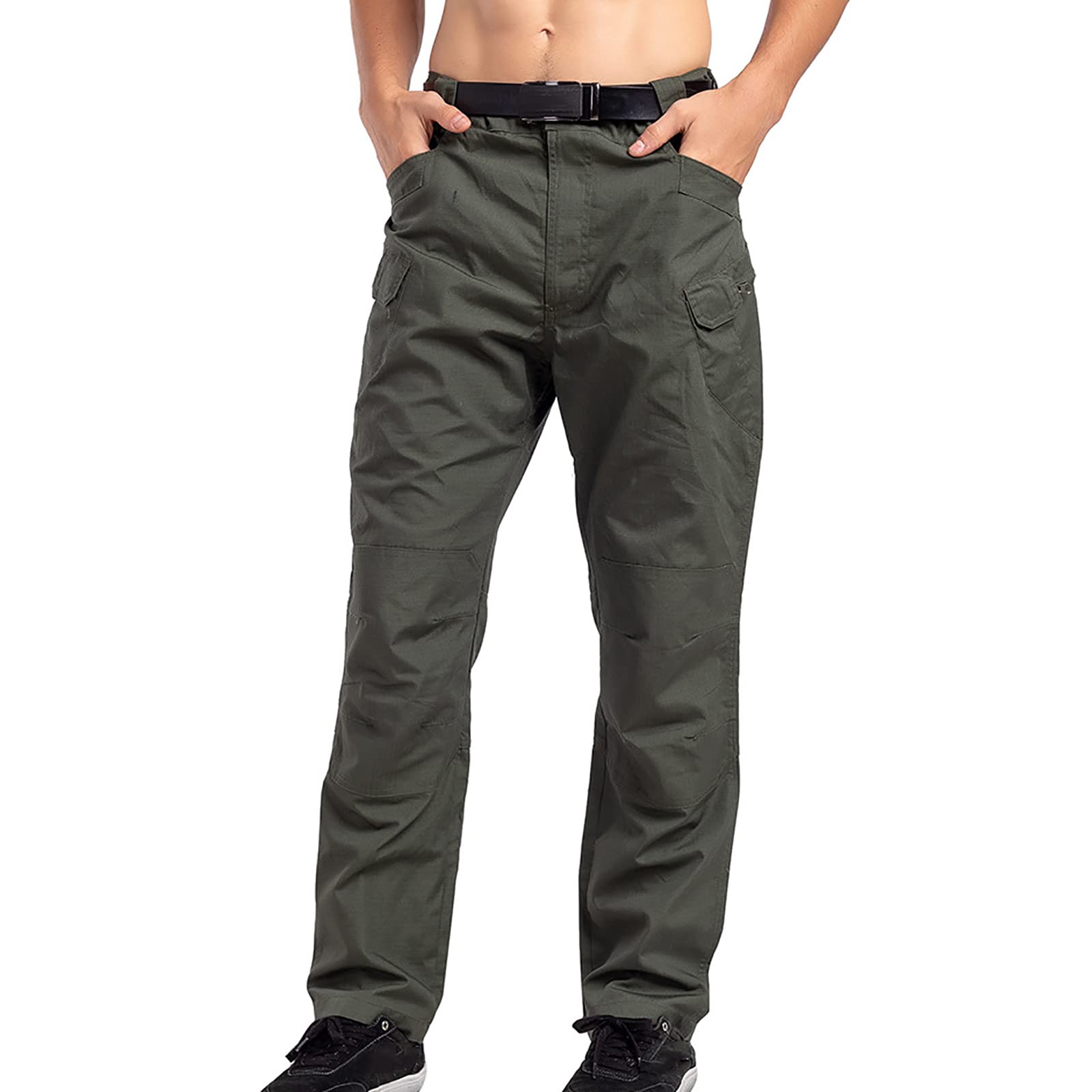 Songyi Męskie outdoorowe spodnie taktyczne lekkie outdoorowe Ripstop Cargo spodnie robocze z wieloma kieszeniami (rozmiar: 3XL, kolor: zielony)