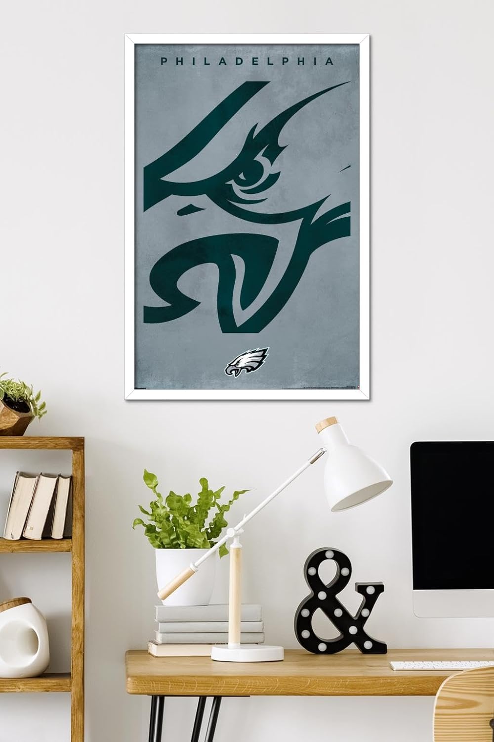NFL Philadelphia Eagles - Logo 25 Wall Poster, 34L" x 22.4W", White Framed Version