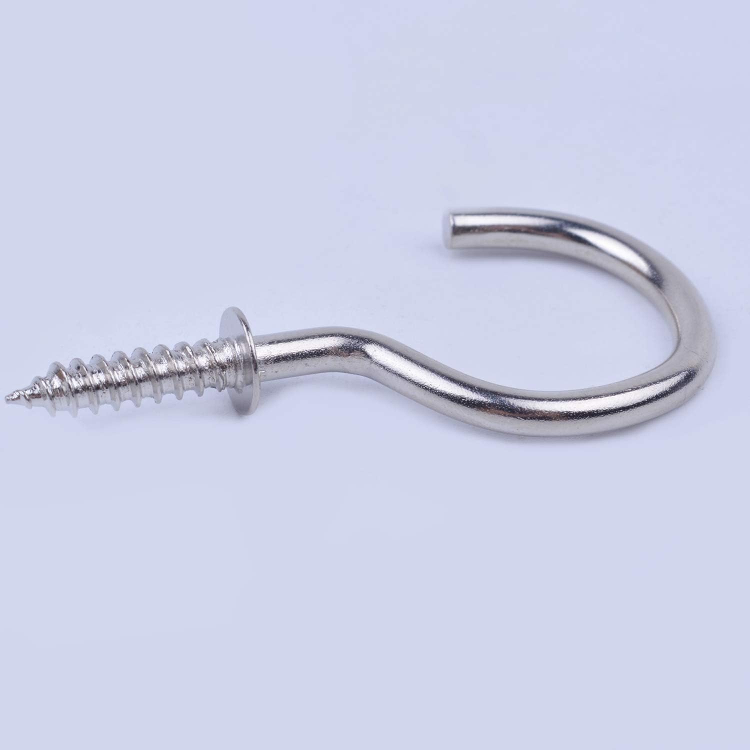 BronaGrand 100pcs Nickel Plated Metal Screw-in Ceiling Hooks Cup Hooks Silver 1inch