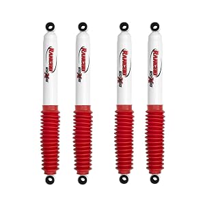 Set de amortiguadores de suspensión Rancho RS55119 RS55113 serie RS5000x para eje delantero y trasero, compatible con Land Cruiser 1964-1974 con chasis FJ40 y elevación de 0 pulgadas | Construcción duradera