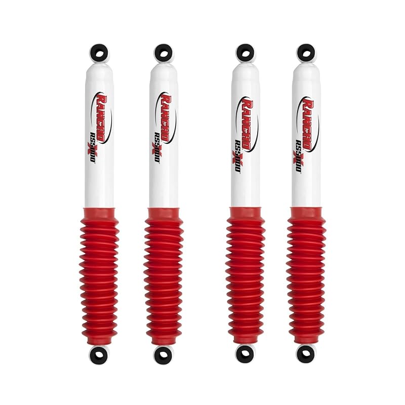 Set de amortiguadores de suspensión Rancho RS55119 RS55113 serie RS5000x para eje delantero y trasero, compatible con Land Cruiser 1964-1974 con chasis FJ40 y elevación de 0 pulgadas | Construcción duradera
