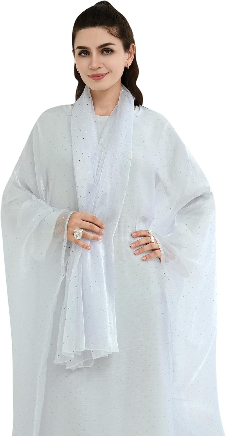 khalat Abaya Dress for Women Muslim Lightweight Organza Rhinestone Prayer Outerwear Loose Flowy Islamic Dubai Abaya Dress