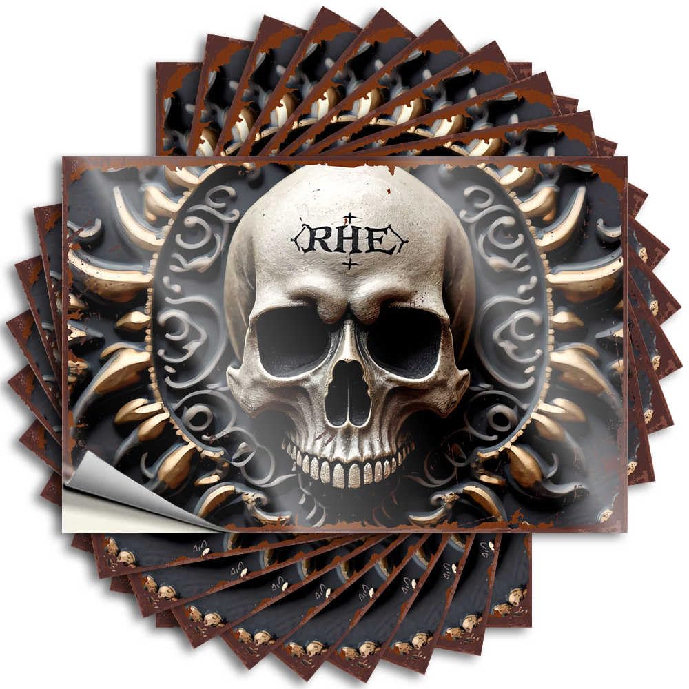 Bumper Funky Bedroom Door Decor Waterproof - Rhe Skull: A Gothic Artwork with Intricate Designs Door Self Adhesive Decal for Fishing Use(6X9CM)