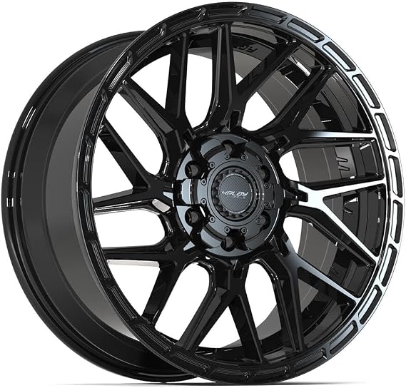 4PLAY Wheels 4PS28 20 Inch Rims Fit 6x135 & 6x139.7 20x9 Gloss Black Brushed with Tinted Clear (Set of 4)