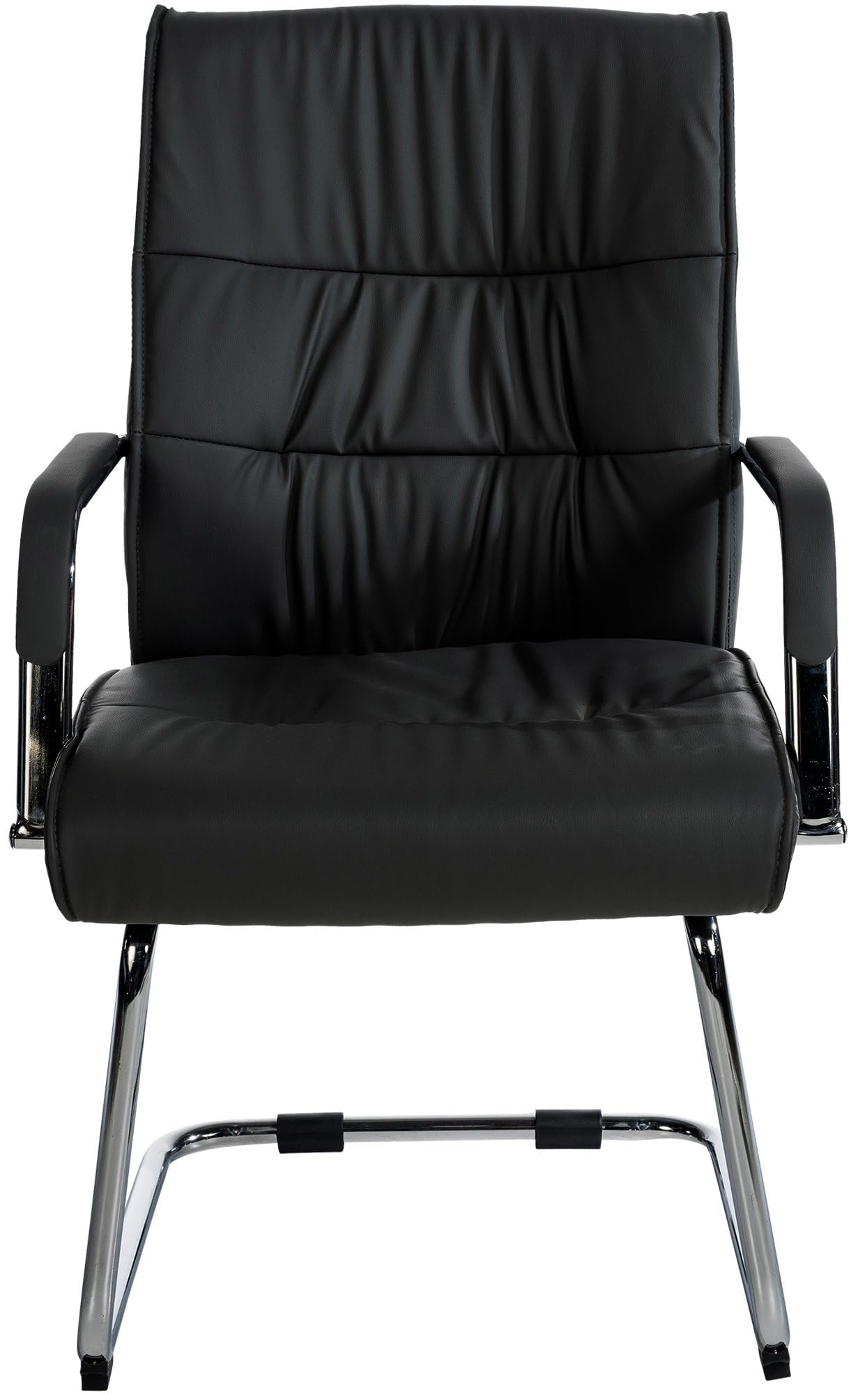CLP Chaise Visiteur Sievert en Similicuir avec Accoudoirs | Fauteuil Luge sur Pičtement en Métal I Assise Et Dossier Rembourrés, Couleur:Noir