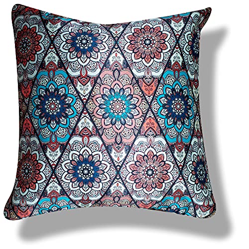 Image of Merhaba Microfiber Satin 250TC Cushion Pillow Covers, Multicolor, Set of 5(Ishil, 12x12 Inches)