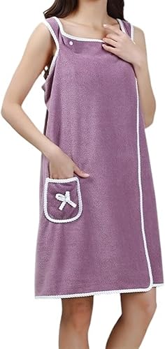 Toalla de ducha portátil con bolsillo, vestido suave, bata de baño absorbente para mujer para después de la ducha (color rosa1, tamaño 31.5 x 53.1