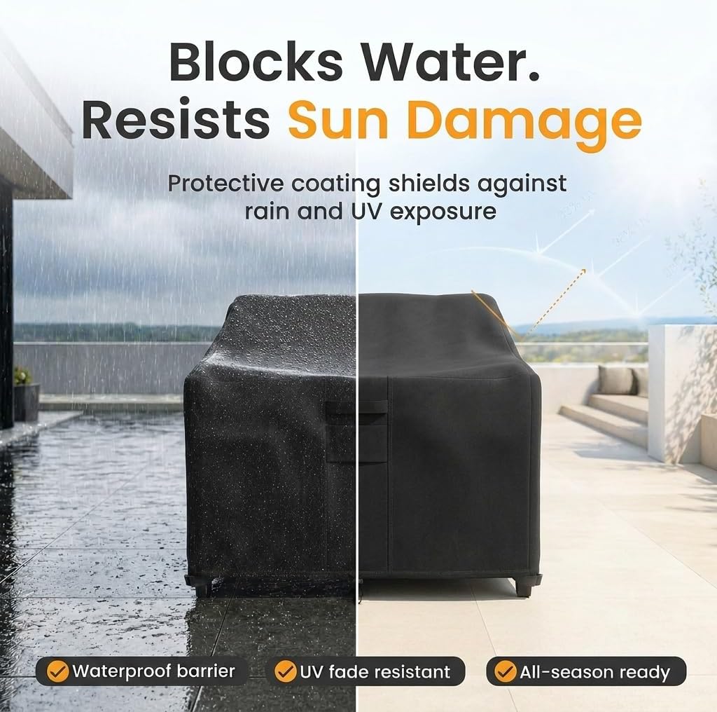 PANTHER Series - Patio Chair Cover - Heavy Duty Premium Outdoor Furniture Cover - Black,Standard